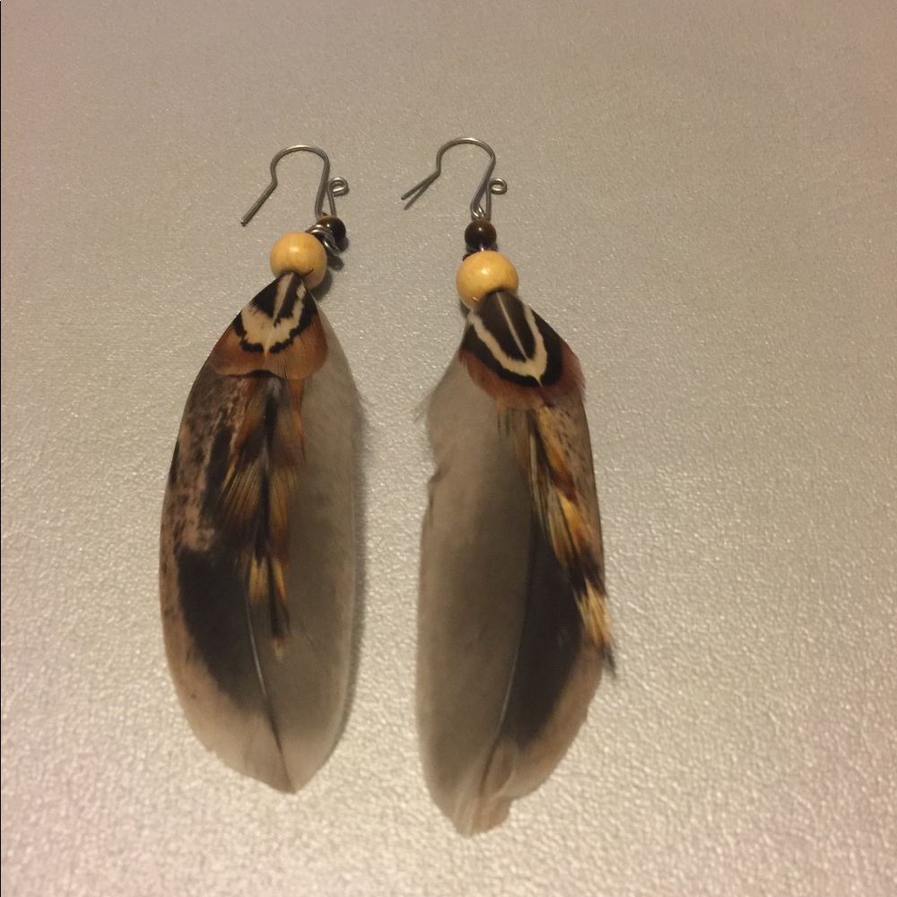 2 pair unique feather earrings purchased in Maine